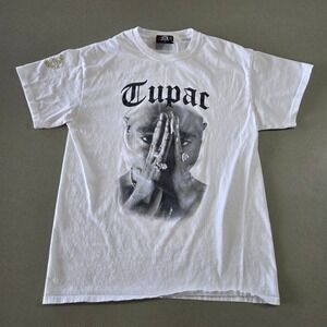 Cross Colours Tupac Shakur Graphic T-Shirt Mens Medium White 2Pac Portrait Tee